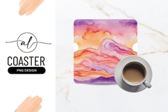 Abstract Watercolor Sunset Landscape For Square Coaster Png Product Image 1