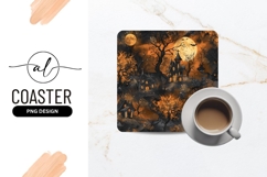 Halloween Night Scene with Haunted Houses Full Moon Product Image 1