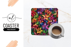 Colorful Stained Glass Floral Pattern with Leaves Product Image 1
