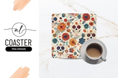 Colorful Sugar Skull and Floral Pattern on Cream Background Product Image 1