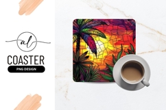 Tropical Sunset Stained Glass Illustration with Palm Tree Product Image 1