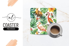 Watercolor Tropical Birds and Foliage Pattern with Flamingo Product Image 1
