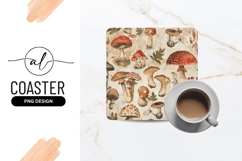 Vintage Mushroom Illustration Pattern with Red and Brown Product Image 1