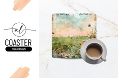 Watercolor Field of Wildflowers with Pink and Orange Blossom Product Image 1