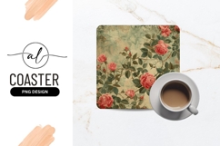 Vintage Rose Illustration with Pink Flowers Green Leaves Product Image 1