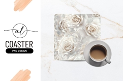 White Roses Floral Pattern Close Up View Petals Texture Product Image 1