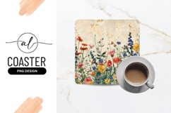 Colorful Wildflower Meadow Illustration with Beige Product Image 1
