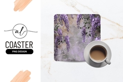 Wisteria Flowers Hanging Against a Textured Purple and Gray Product Image 1