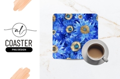 Watercolor Blue Sunflower Pattern with Gold Centers Product Image 1