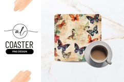 Colorful Butterfly Pattern on Textured Beige Background Product Image 1