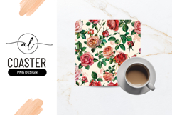 Watercolor Rose Floral Pattern in Red Pink and Peach Product Image 1
