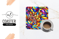 Vibrant Abstract Stained Glass Seamless Square Coaster Png Product Image 1