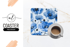 Blue Poppy Flowers Seamless Pattern on White Background Product Image 1
