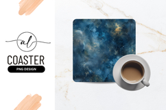 Abstract Watercolor Painting of a Dark Blue and Gold Galaxy Product Image 1