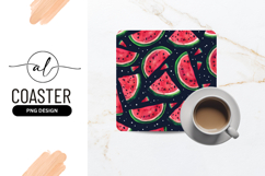 Watercolor Watermelon Slices Pattern on Dark Blue Background Product Image 1