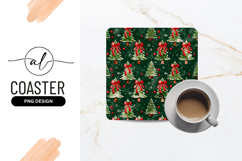 Christmas Tree Pattern with Red Bows and Ornaments on Green Product Image 1