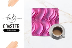 Pink Swirls Abstract Design Square Coaster Png Product Image 1