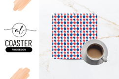 Red and Blue Dot Pattern on White Background Square Coaster Product Image 1
