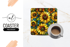 Stained Glass Sunflower Pattern with Yellow Orange and Green Product Image 1