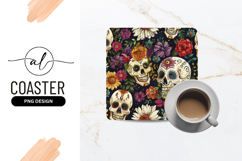 Floral Skull Pattern with Colorful Flowers and Dark Blue Product Image 1