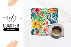 Watercolor Tropical Pattern with Flamingo Toucan Product Image 1