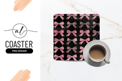 Pink Bows Pattern on Black Background Illustration Product Image 1