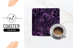 Dark Purple Roses Floral Pattern with Outlined Leaves Product Image 1