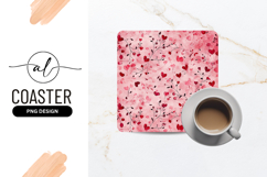 Pink and Red Watercolor Hearts and Floral Vines Pattern Product Image 1