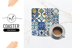 Decorative Ceramic Tile Pattern in Blue Teal and Yellow Product Image 1