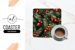 Watercolor Christmas Holly Berries and Pine Branches Product Image 1