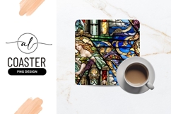 Stained Glass Angel Roses Square Coaster Image Product Image 1