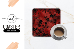 Black Floral Vines on Red Textured Background Pattern Product Image 1