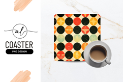 Retro Pattern of Circles with Geometric Shapes in Red Orange Product Image 1