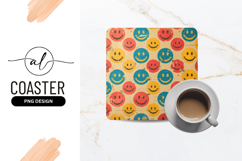 Colorful Smiley Face Pattern on a Textured Beige Background Product Image 1