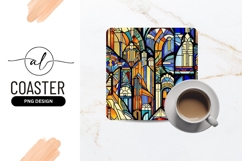 Artistic Stained Glass Windows Square Coaster Png Product Image 1