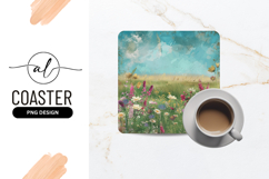 Painted Floral Meadow With Sky Background Product Image 1