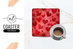 Red Hearts Background Design Square Coaster Product Image 1
