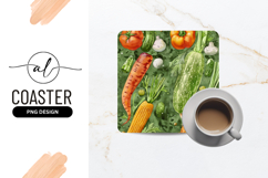 Watercolor Vegetable Harvest Still Life Square Coaster Product Image 1
