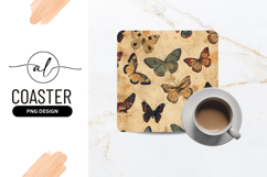 Vintage Butterflies Pattern Design Square Coaster Product Image 1