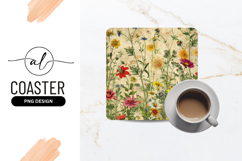 Vintage Floral Background For Square Coaster Design Product Image 1