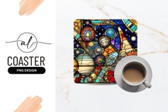 Cosmic Planets Colorful Stained Glass Art Product Image 1