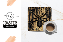 Elegant Black And Gold Spider Square Coaster Product Image 1