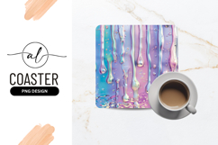 Abstract Iridescent Slime With Bubbles Square Coaster Product Image 1
