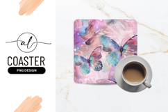 Iridescent Butterflies Square Coaster Design Artwork Product Image 1