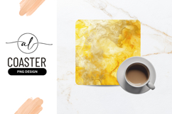 Golden Abstract Ink Marble Square Coaster Design Product Image 1