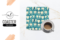 Whimsical Tooth Pattern On Blue Square Coaster Product Image 1