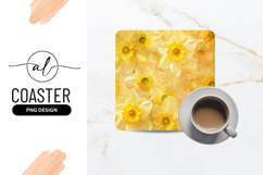 Abundant Yellow Daffodils Floral Square Coaster Design Product Image 1