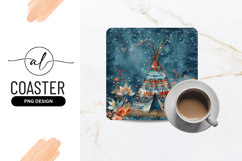 Watercolor Teepee Tent With Floral Accents Square Coaster Product Image 1
