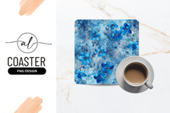 Blue Floral Pattern Square Coaster Design Product Image 1