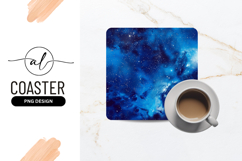 Blue Cosmic Galaxy Space Square Coaster Design Product Image 1